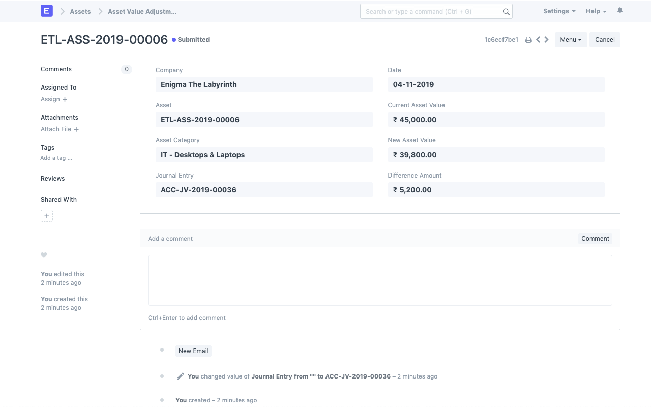 Asset Value Adjustment
