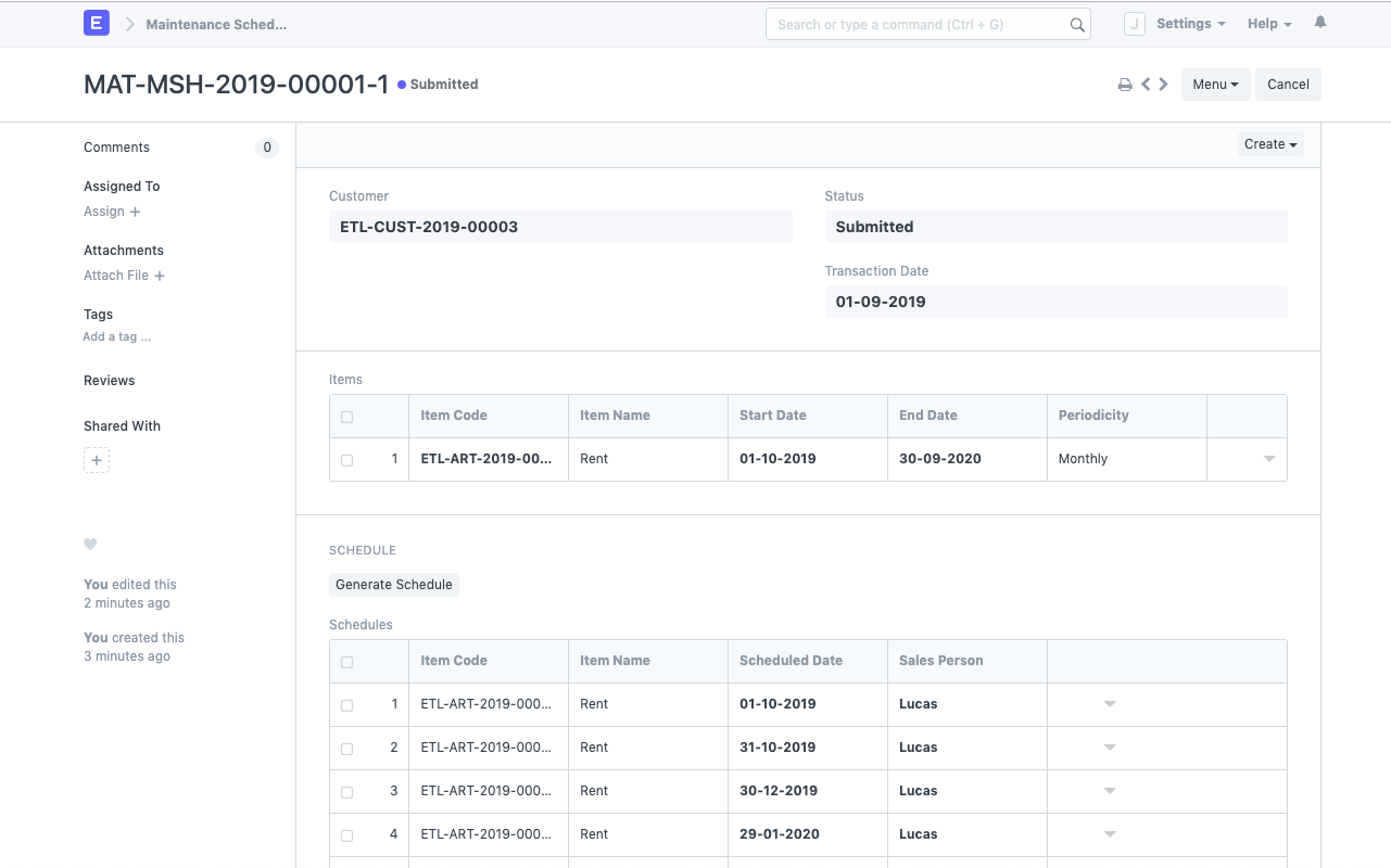 Scheduling Maintenance Visits
